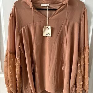 Women's Tan Hoodie Top by Joseph Ribkoff